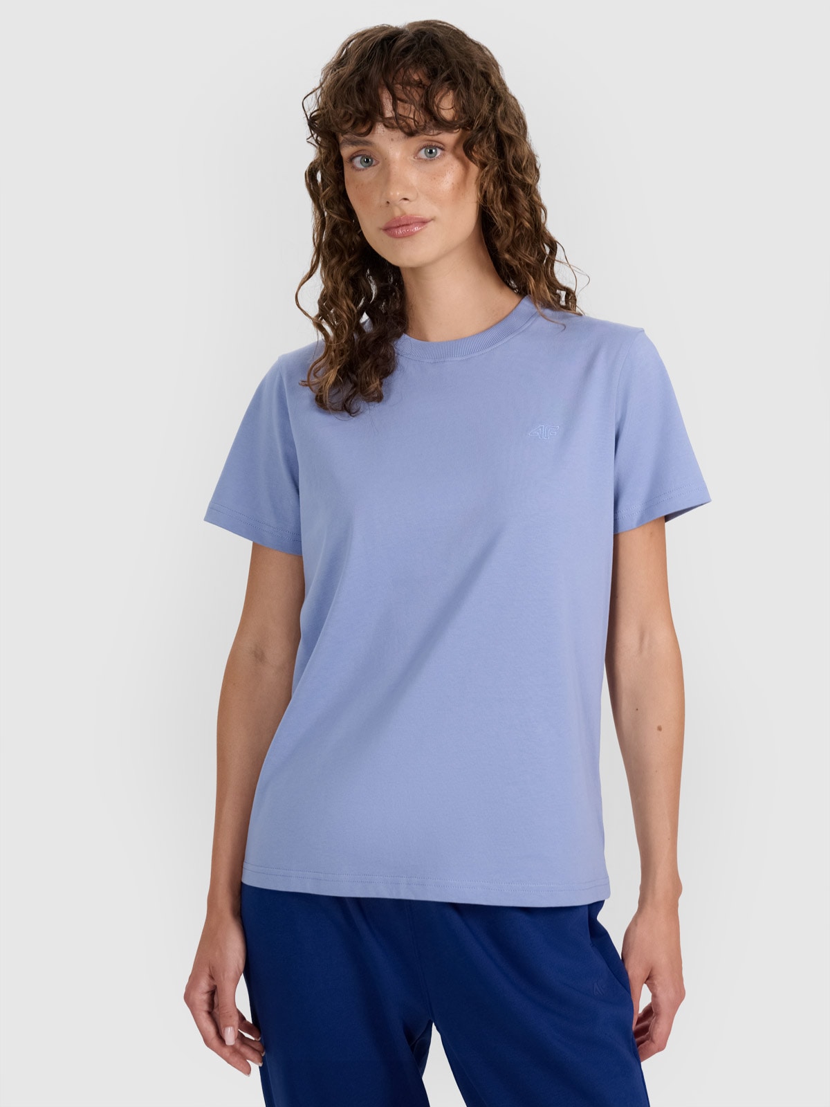 Moteriški T-shirt regular lygus marškinėliai - tamsiai mėlyni