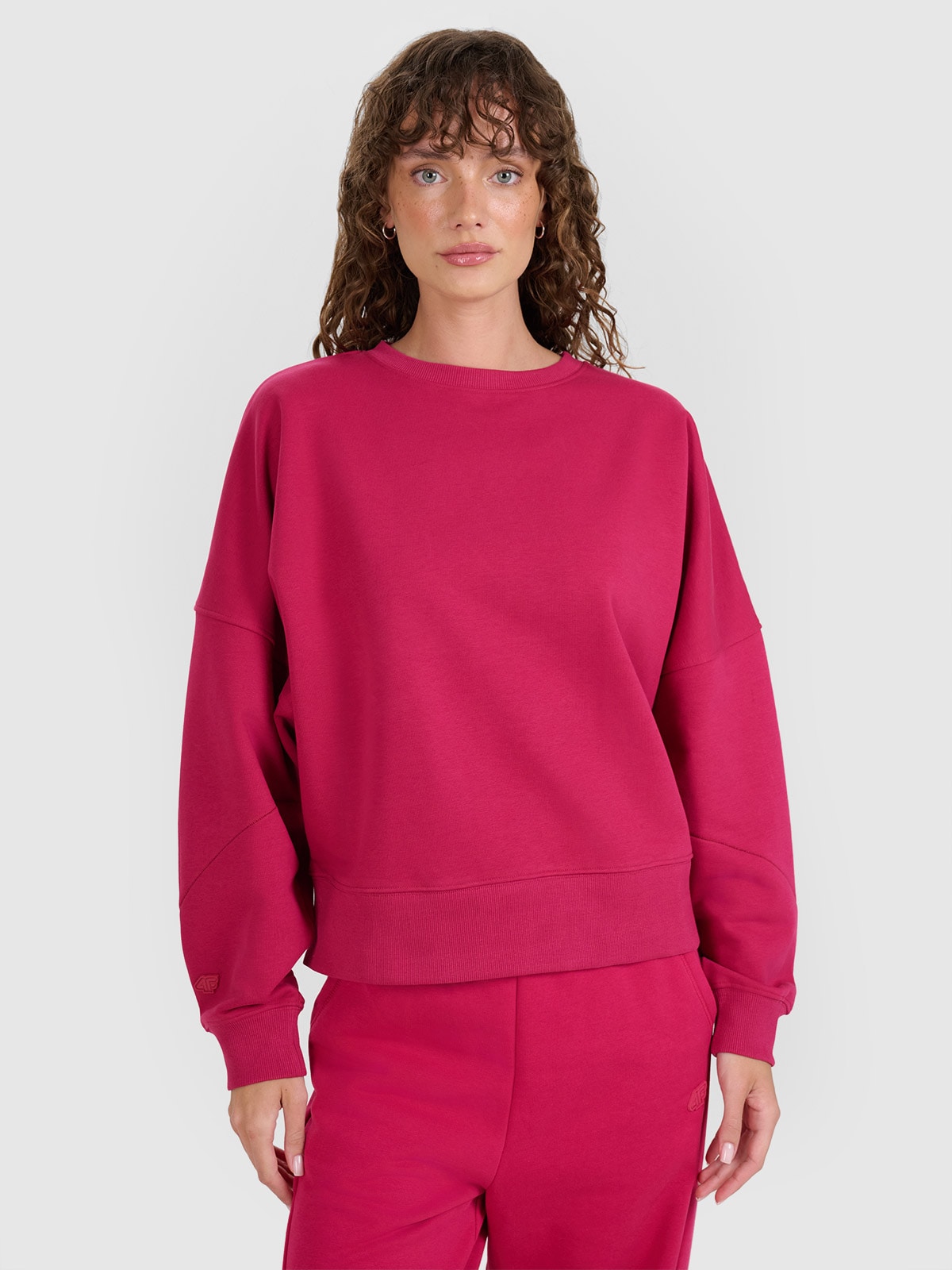 Moteriškas neatsegamas džemperis be gobtuvo - rožinis