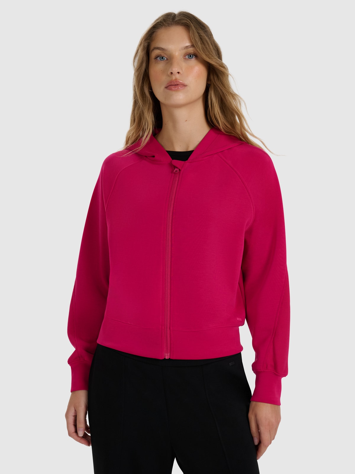 Moteriškas sportinis atsegamas džemperis su modalio priemaiša - rožinis