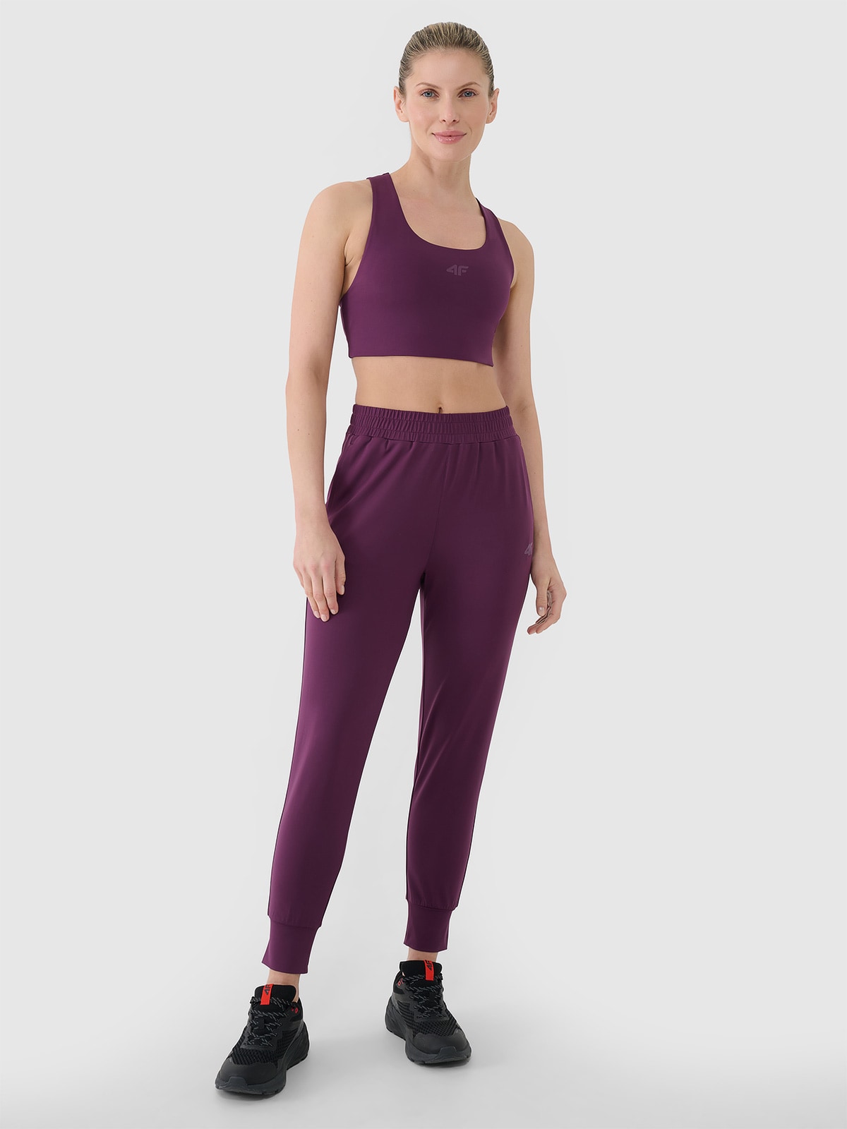 Moteriškos greitai džiūstančios treniruočių kelnės - violetinės