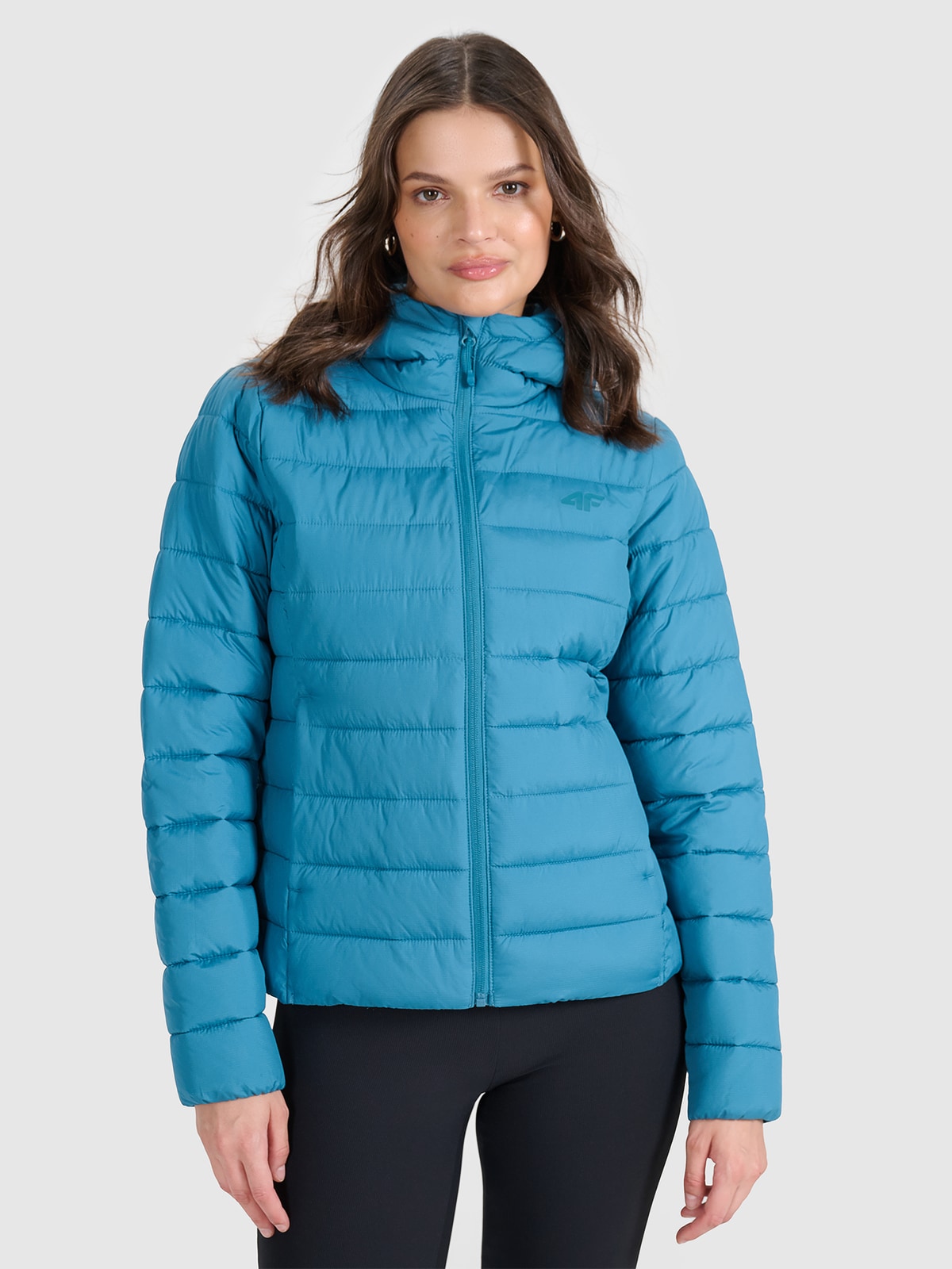 Moteriška striukė su sintetinių pūkų kamšalu - turkio spalvos