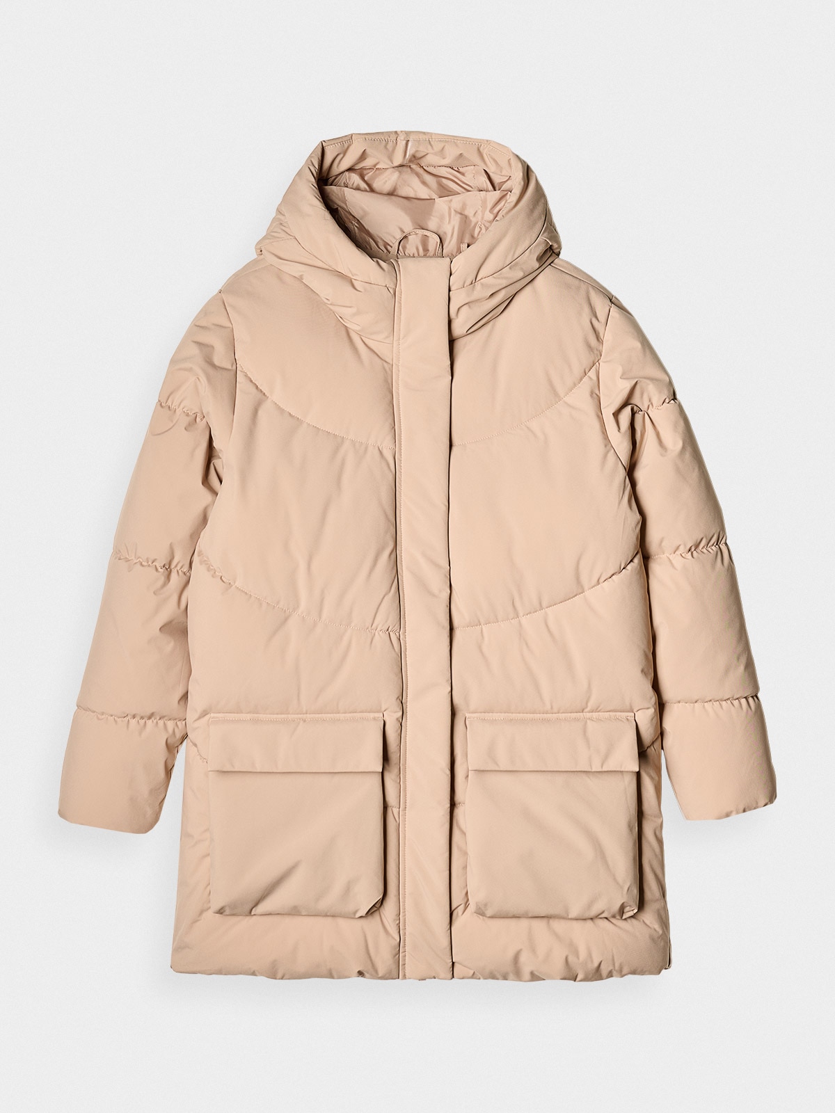 Moteriška striukė su sintetiniu pūkų kamšalu - smėlio spalvos