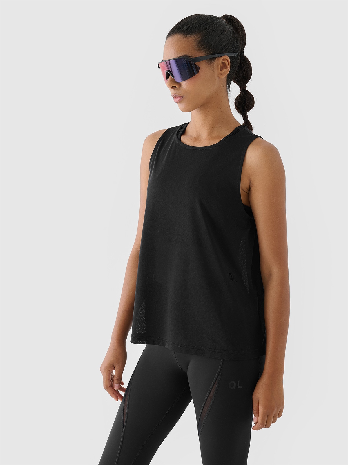 Top oversize treniruočių marškinėliai 4F x Anna Lewandowska - juodi