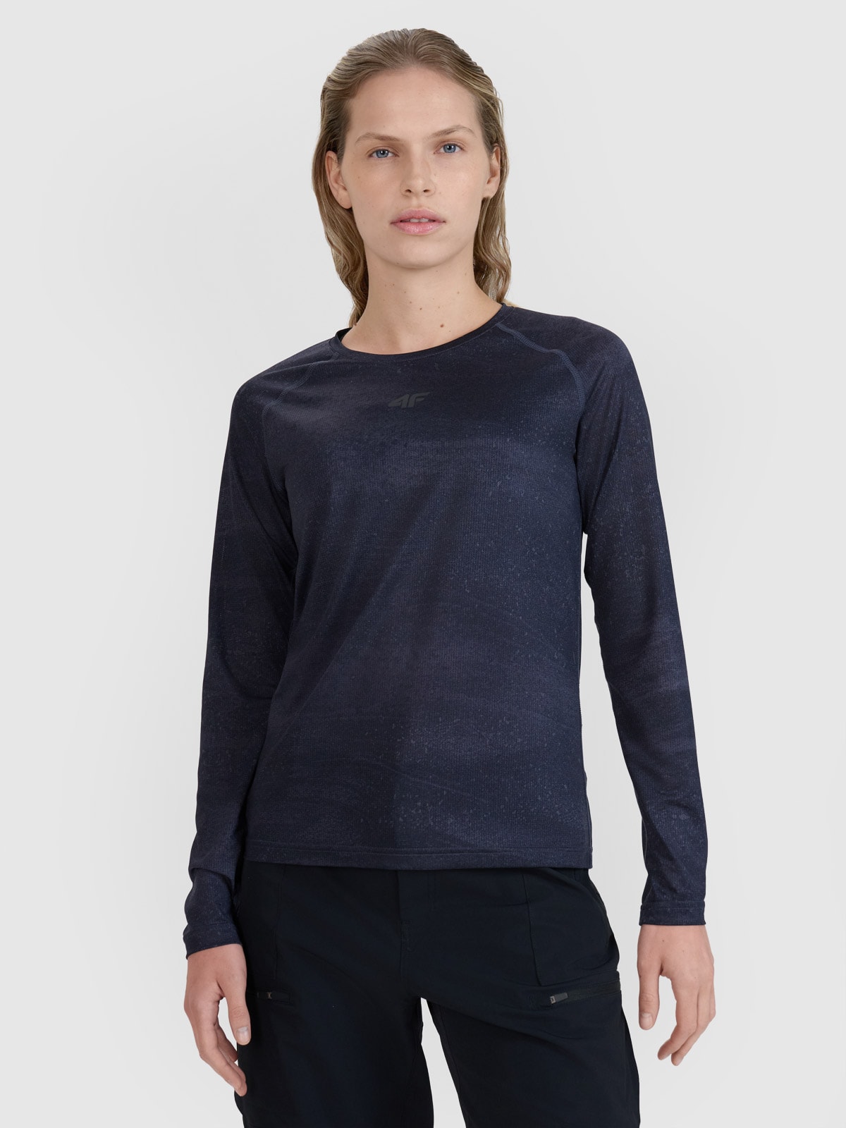 Moteriški dviračių marškinėliai ilgomis rankovėmis - juodi