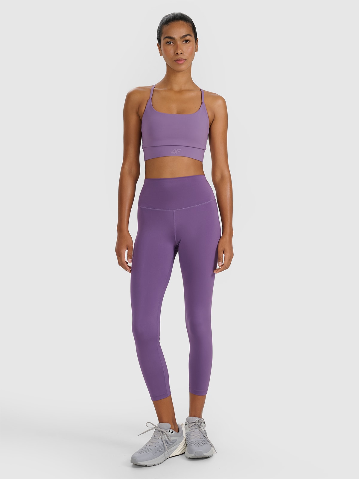 Moteriškos treniruočių tamprės 7/8 su aukštu liemeniu - violetinės