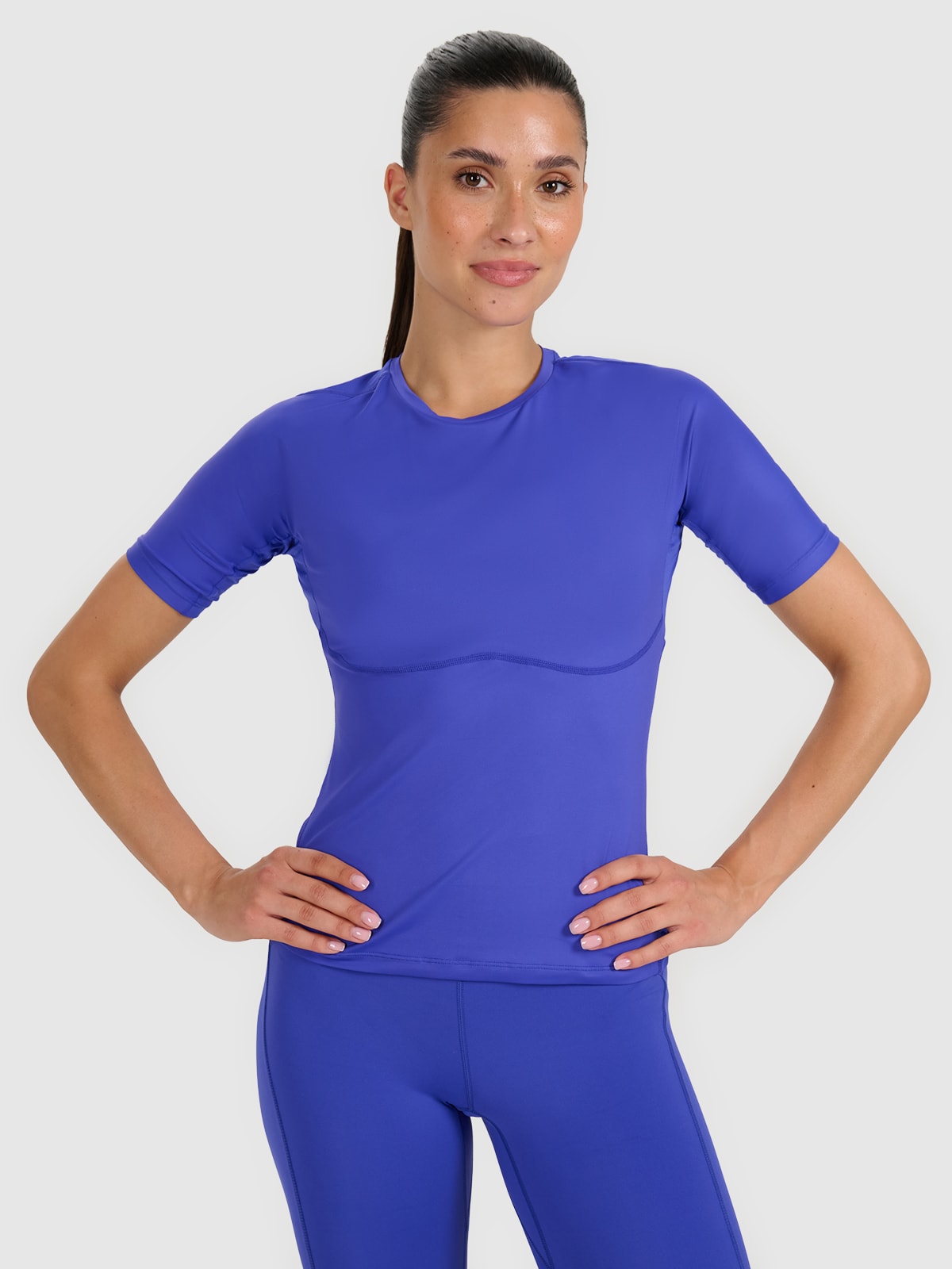 Moteriški regular greitai džiūstantys treniruočių marškinėliai - mėlyni