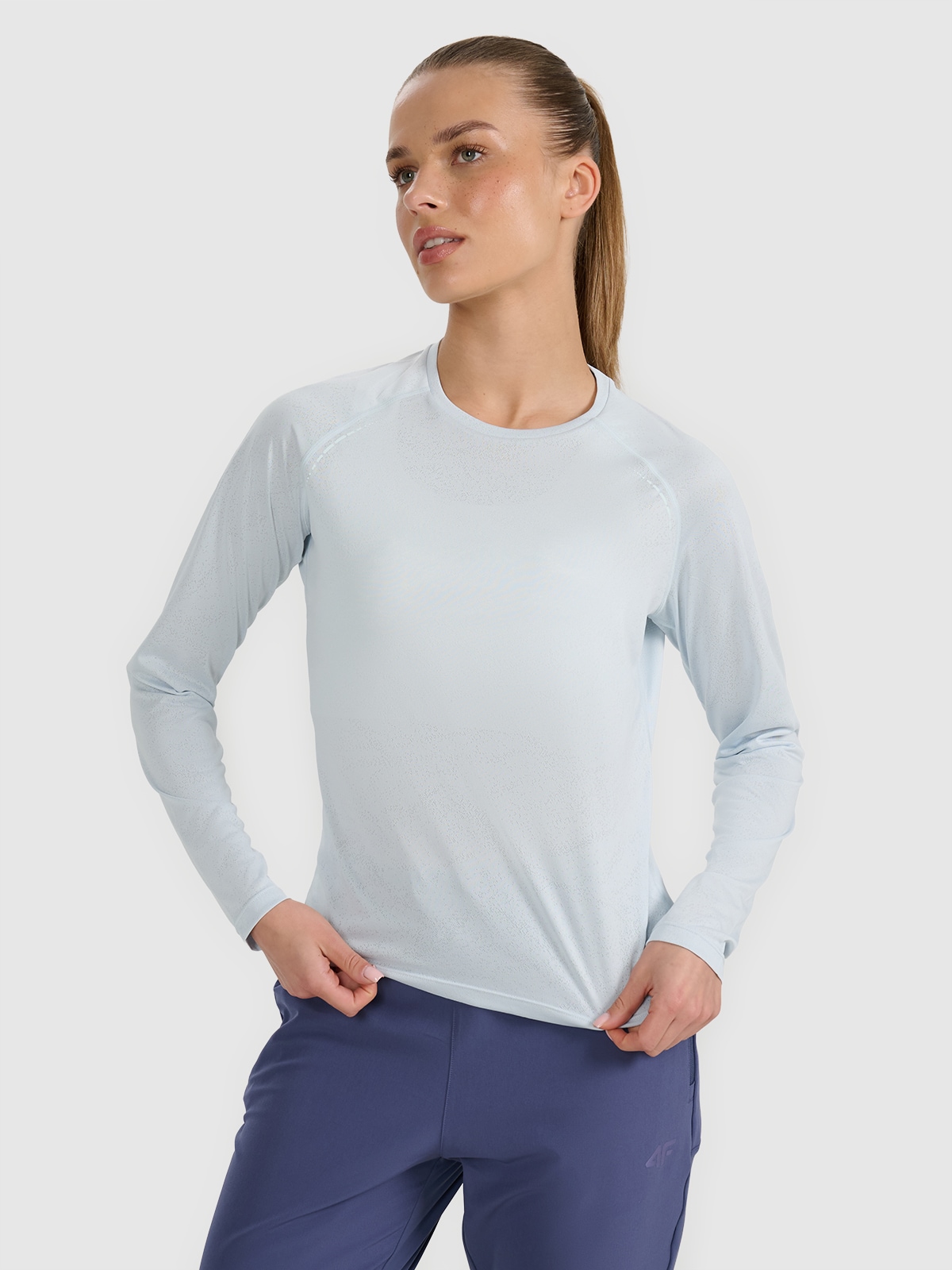 Moteriški longsleeve greitai džiūstantys bėgimo teritorijoje marškinėliai - mėlyni