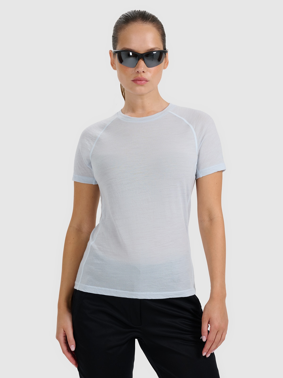 Moteriški žygio marškinėliai su merino vilna - mėlyni