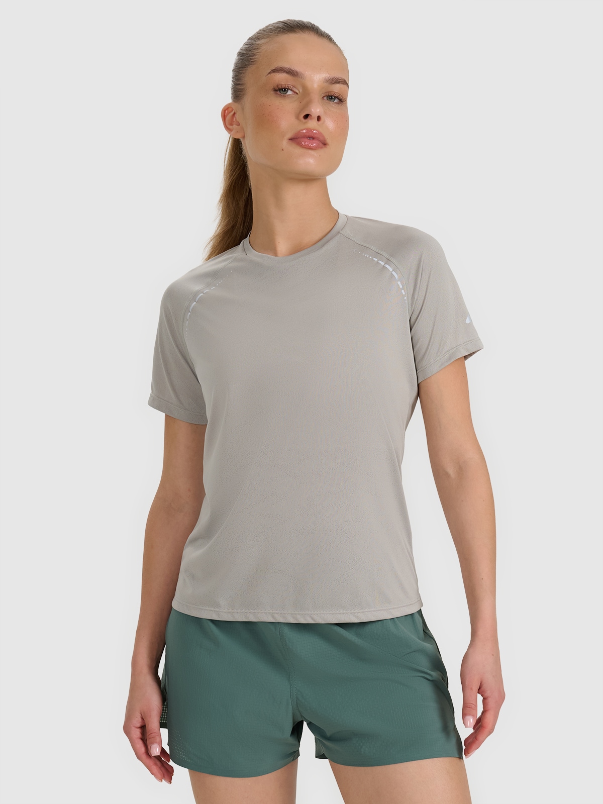 Moteriški regular greitai džiūstantys bėgimo marškinėliai - pilki
