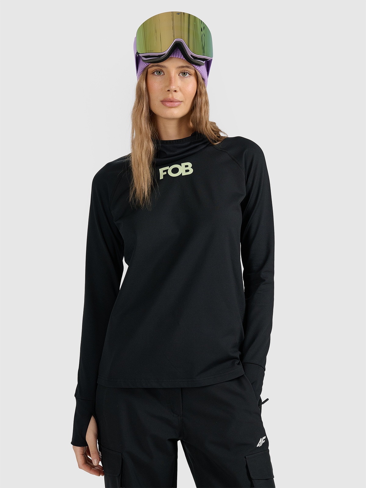 Moteriškas termoaktyvus apšiltintas apatinis trikotažas (viršus) - juodas