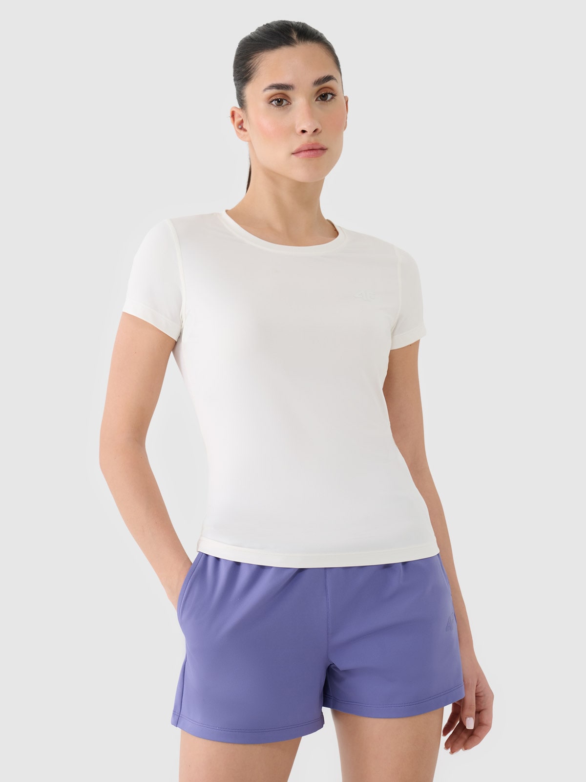 Moteriški regular greitai džiūstantys treniruočių marškinėliai - balti