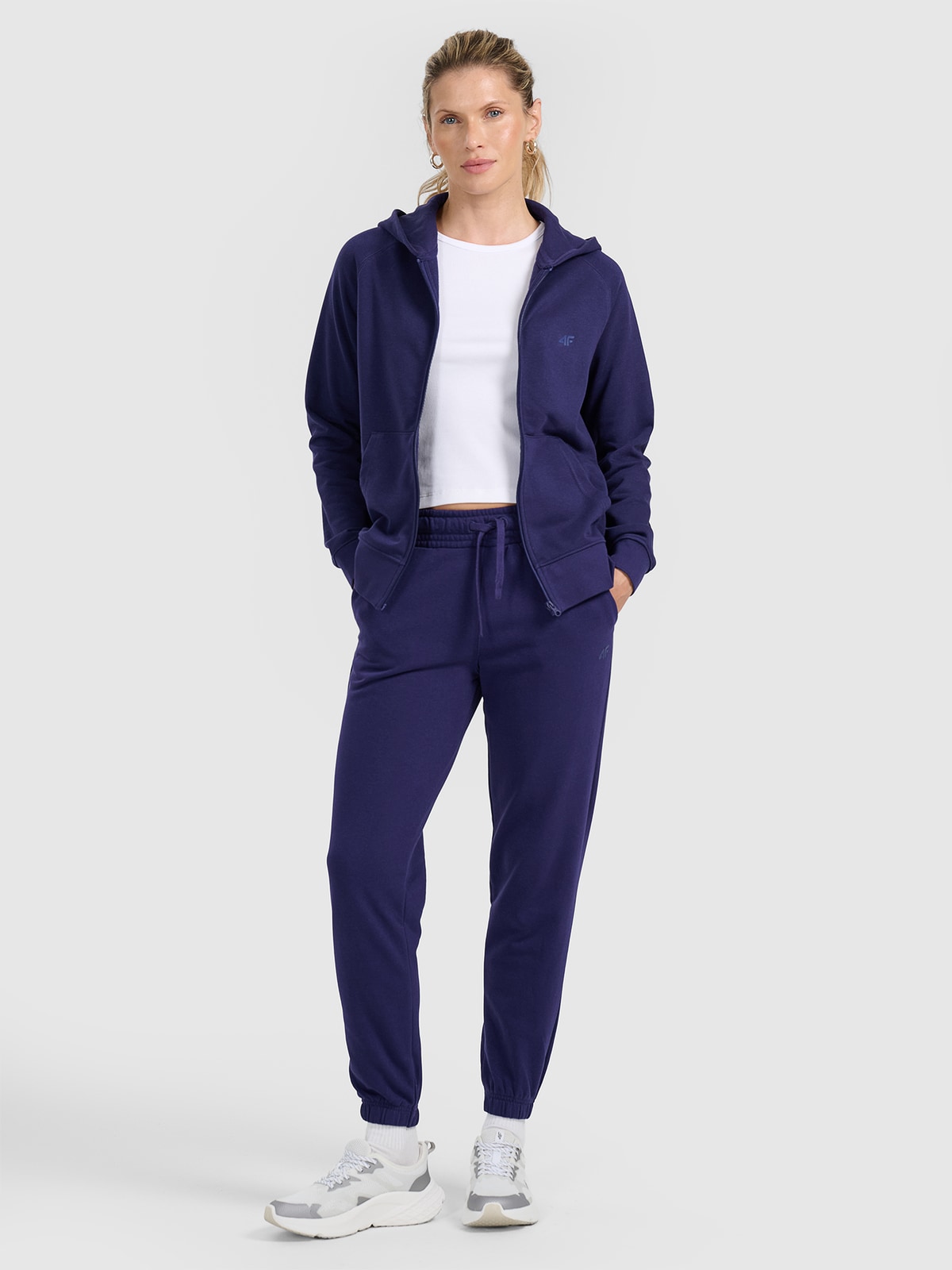 Moteriškos sportinės jogger kelnės - tamsiai mėlynos