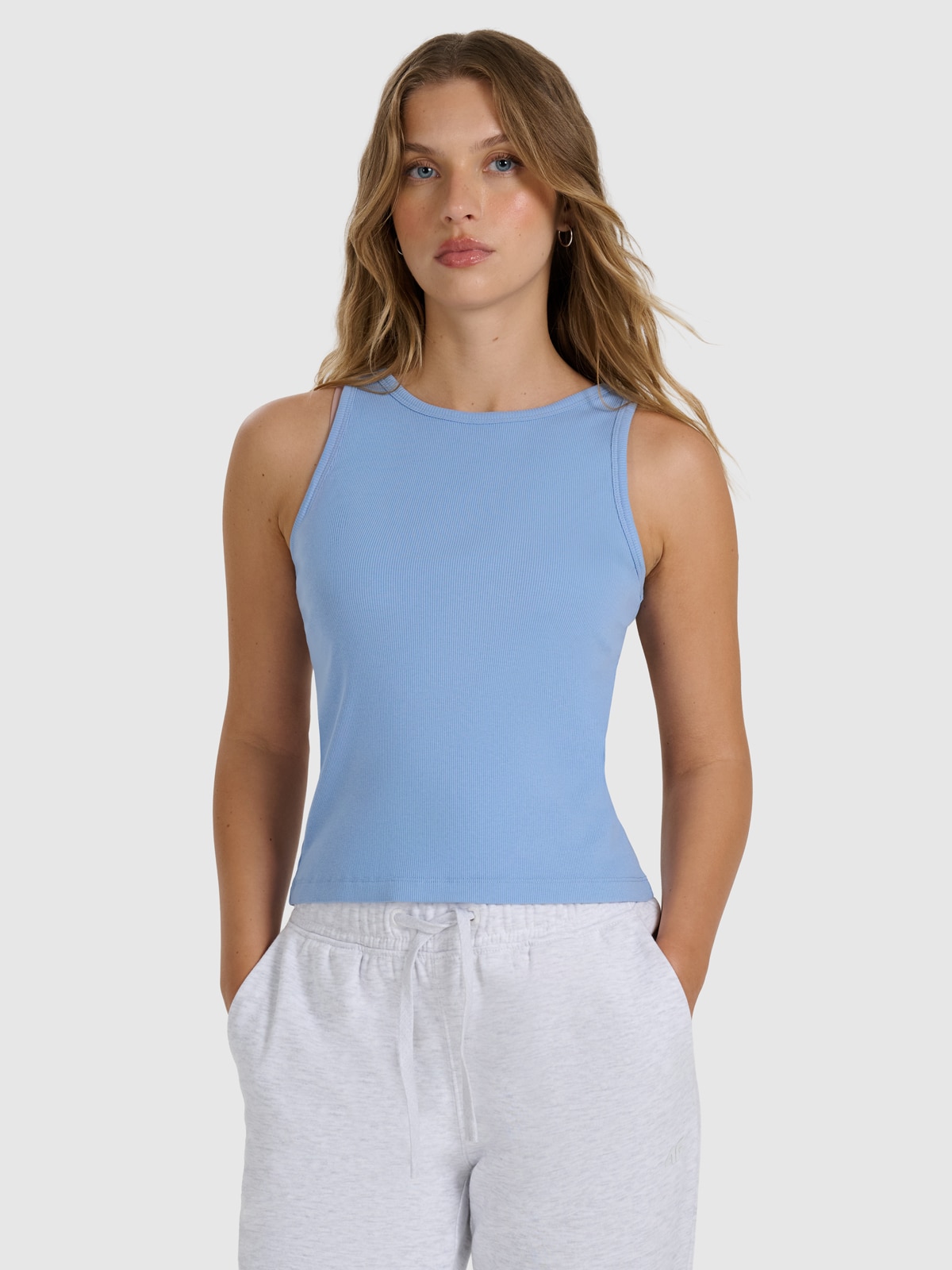 Moteriški Top slim lygus marškinėliai - tamsiai mėlyni