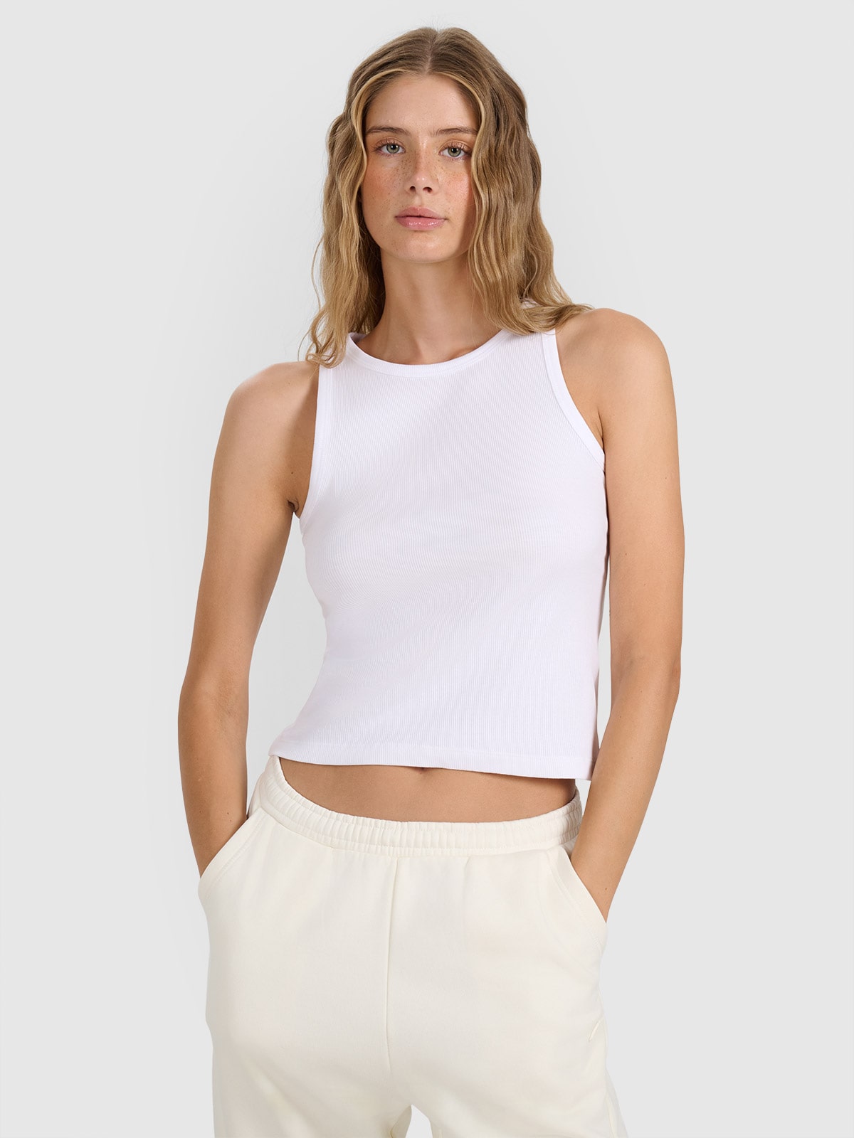 Moteriški Top slim lygus marškinėliai - balti