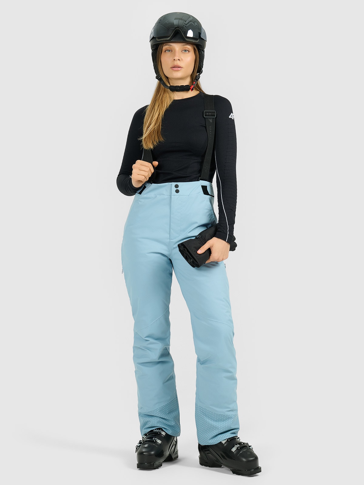 Moteriškos slidinėjimo kelnės su petnešomis Dermizax 20000 membrana - tamsiai mėlynos