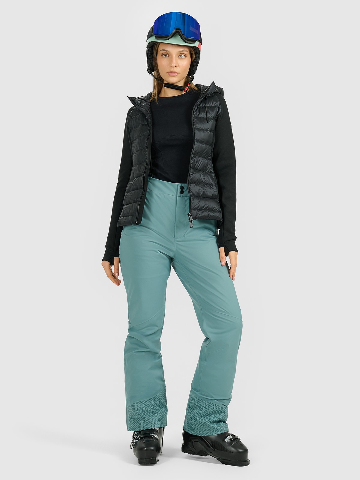 Moteriškos slidinėjimo kelnės su petnešomis Dermizax 20000 membrana - turkio spalvos