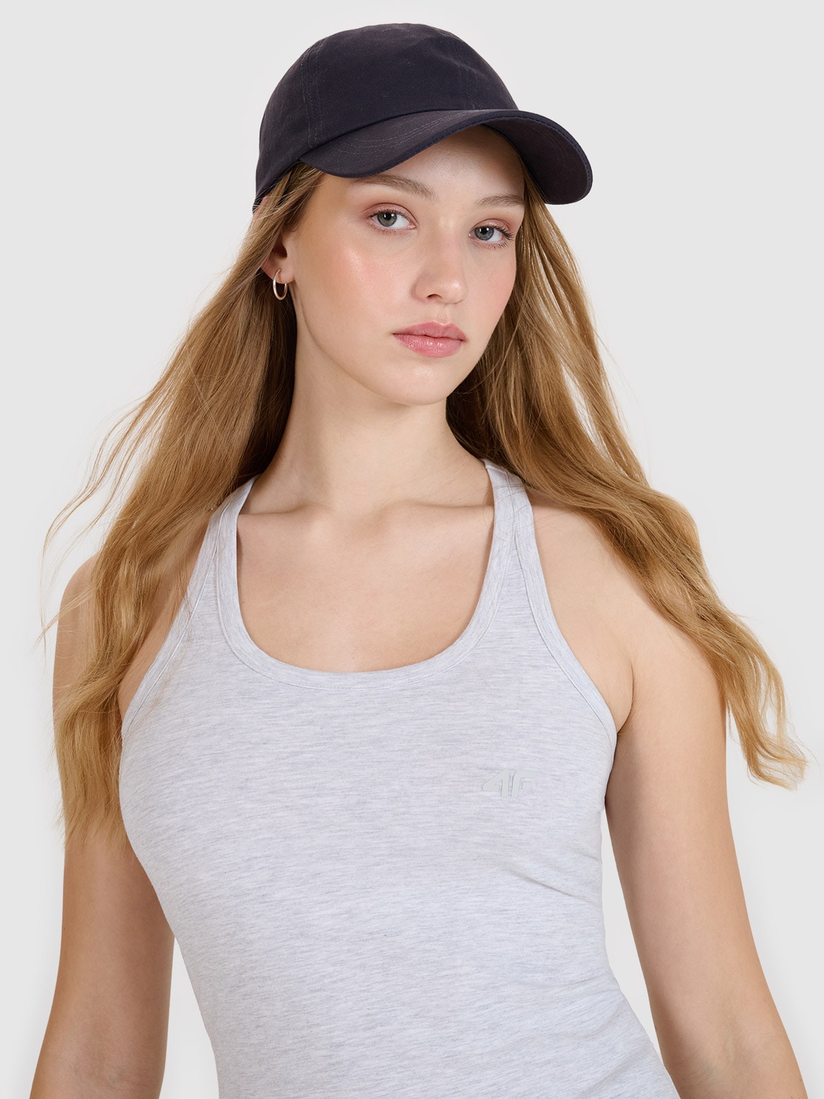 Moteriški Top slim lygus marškinėliai - pilki