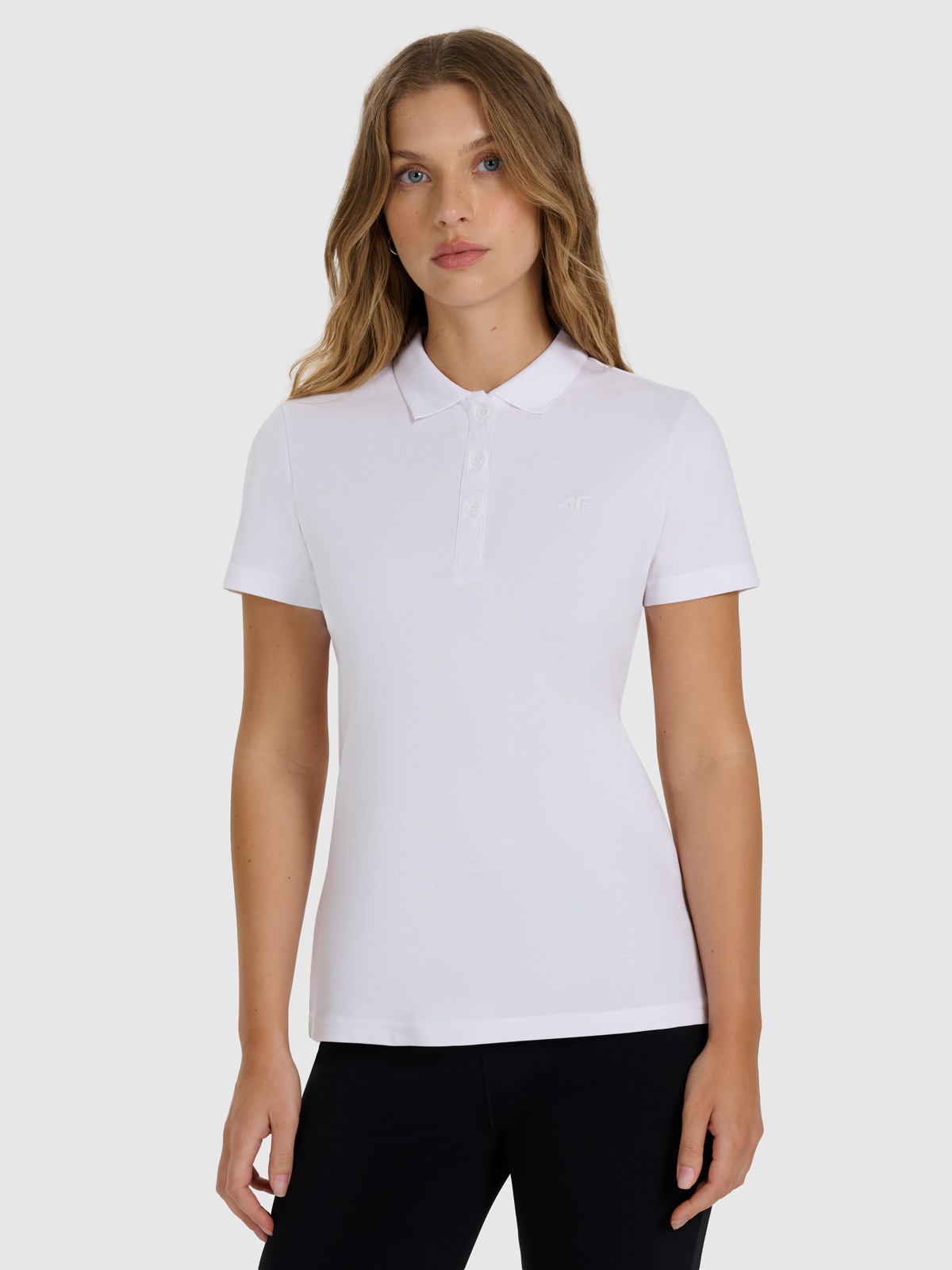 Moteriški polo slim marškinėliai - balti