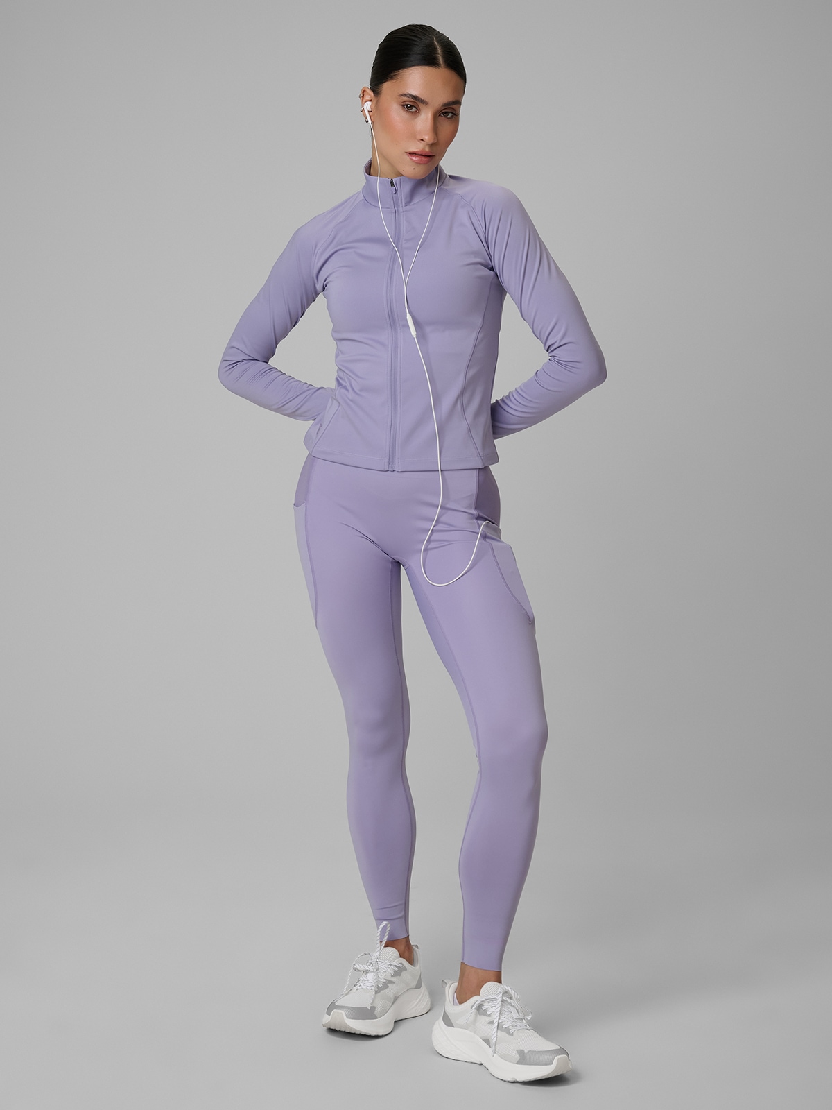 Moteriškos greitai džiūstančios treniruočių tamprės - violetinės