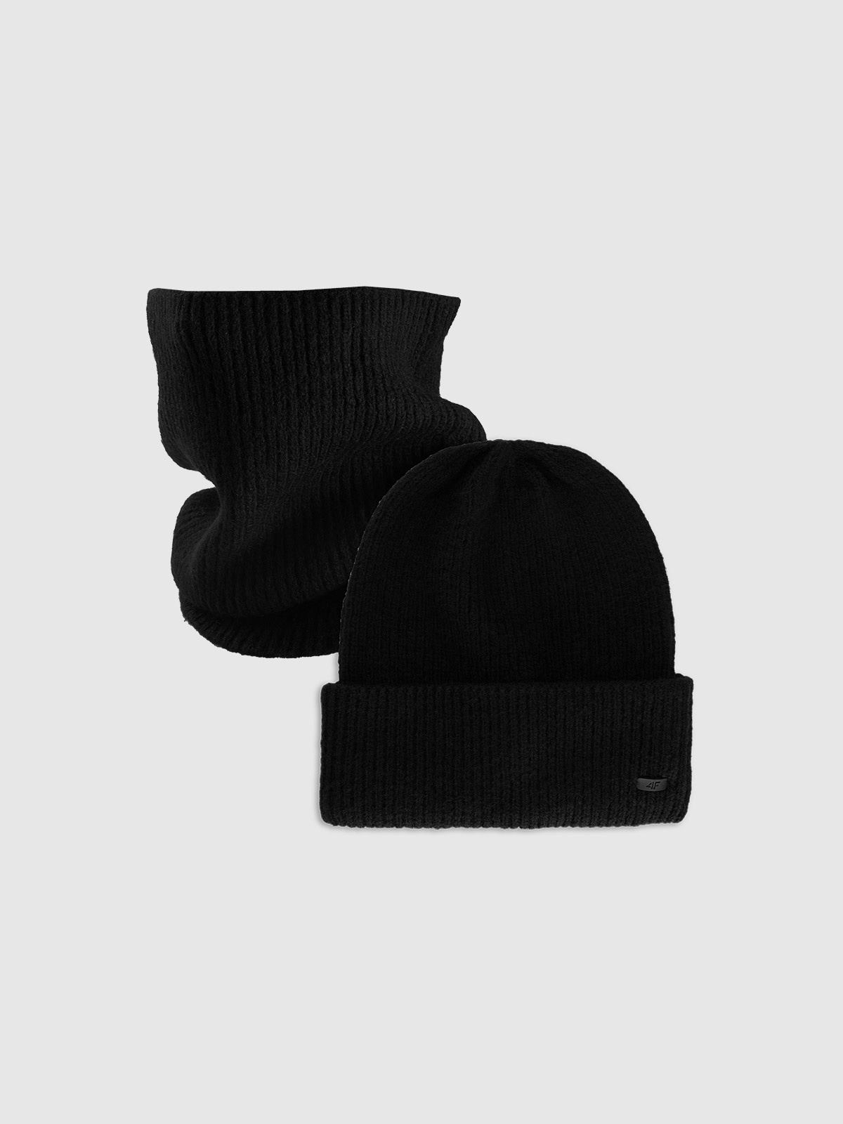 Žieminis komplektas kepurė ir kaklaskarė unisex - juodas