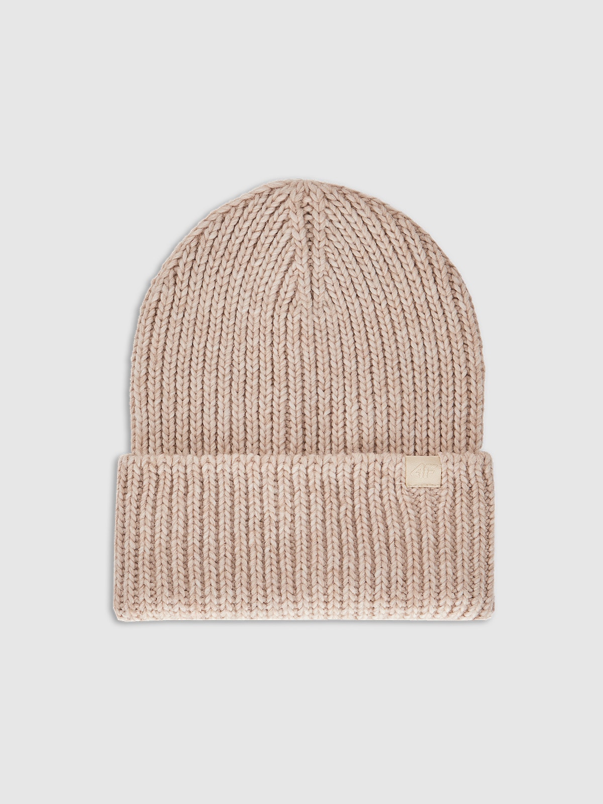 Moteriška žieminė kepurė su vilnos priedu - smėlio spalvos