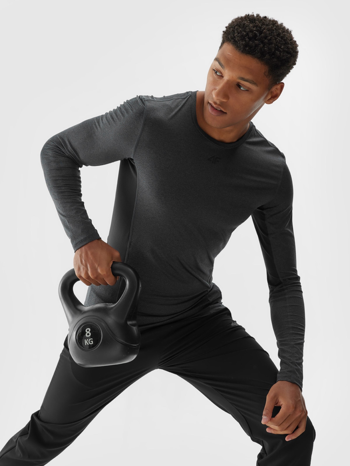 Vyriški longsleeve greitai džiūstantys treniruočių marškinėliai - pilki