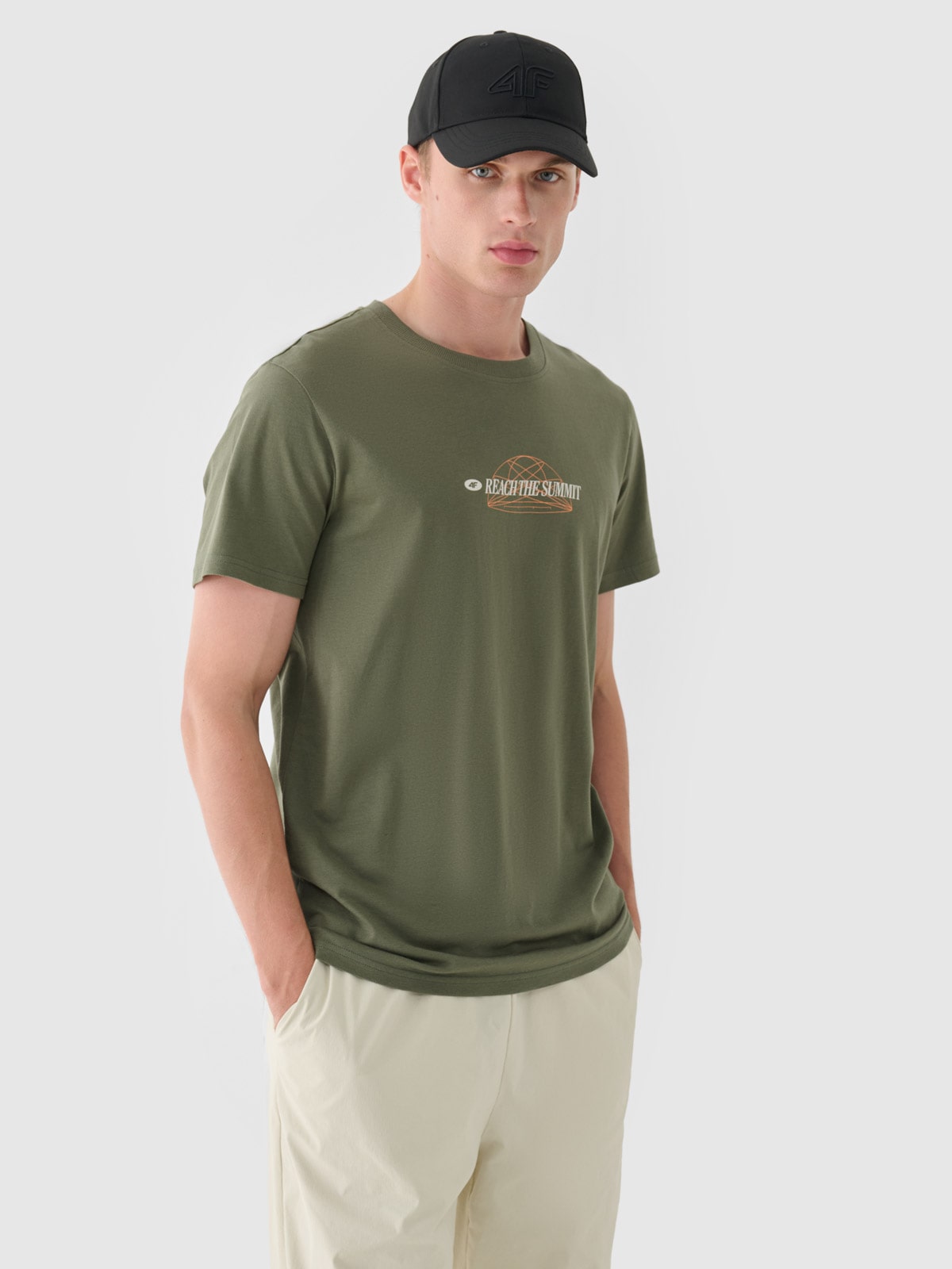 Vyriški T-shirt regular marškinėliai su grafika - khaki