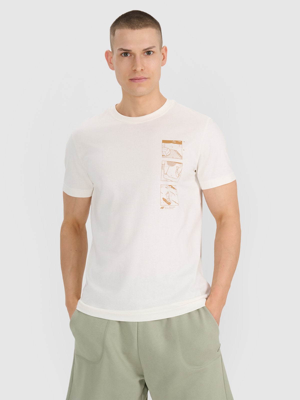 Vyriški T-shirt regular marškinėliai su spauda - balti