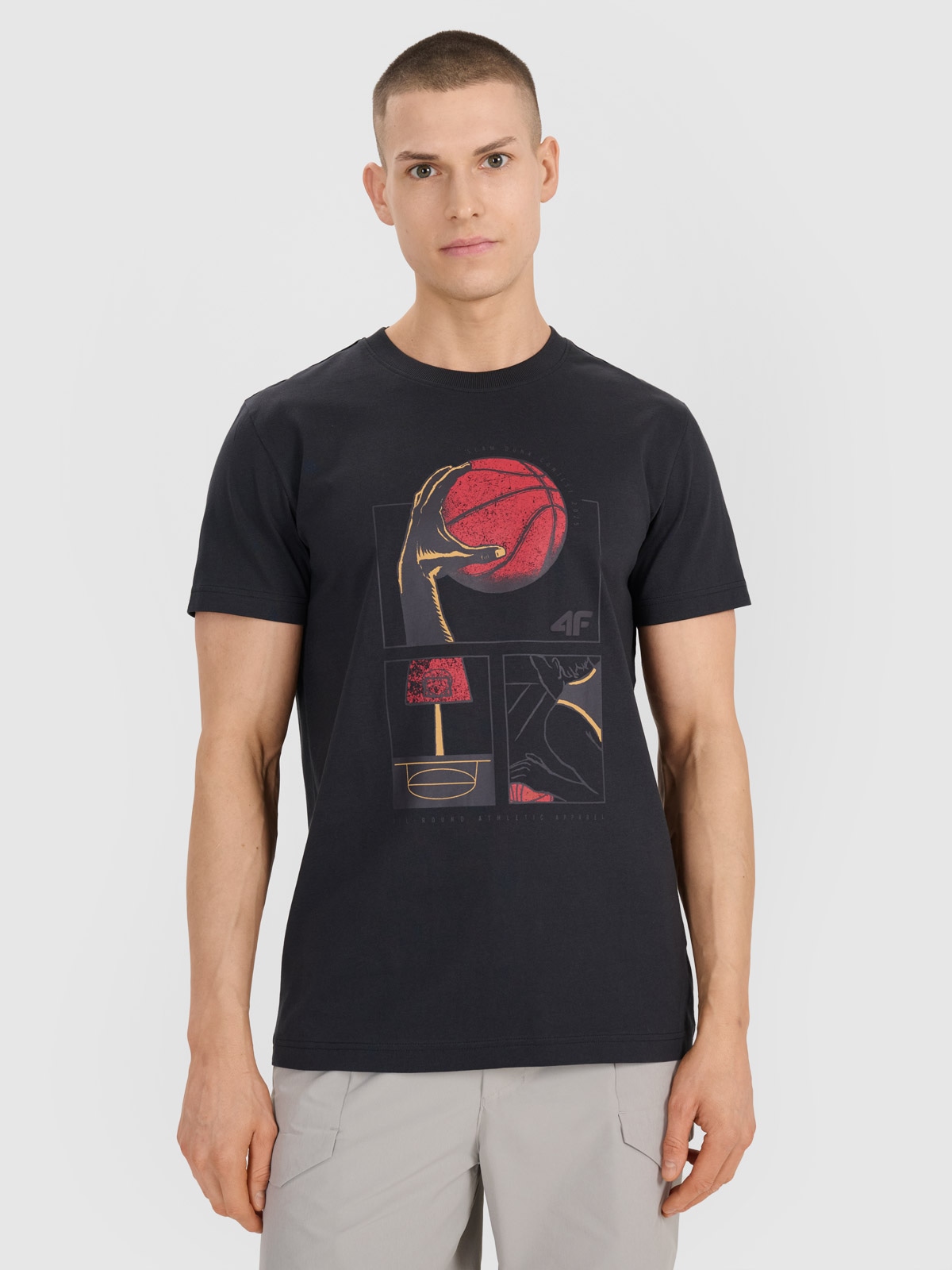 Vyriški T-shirt oversize marškinėliai su grafika - juodi