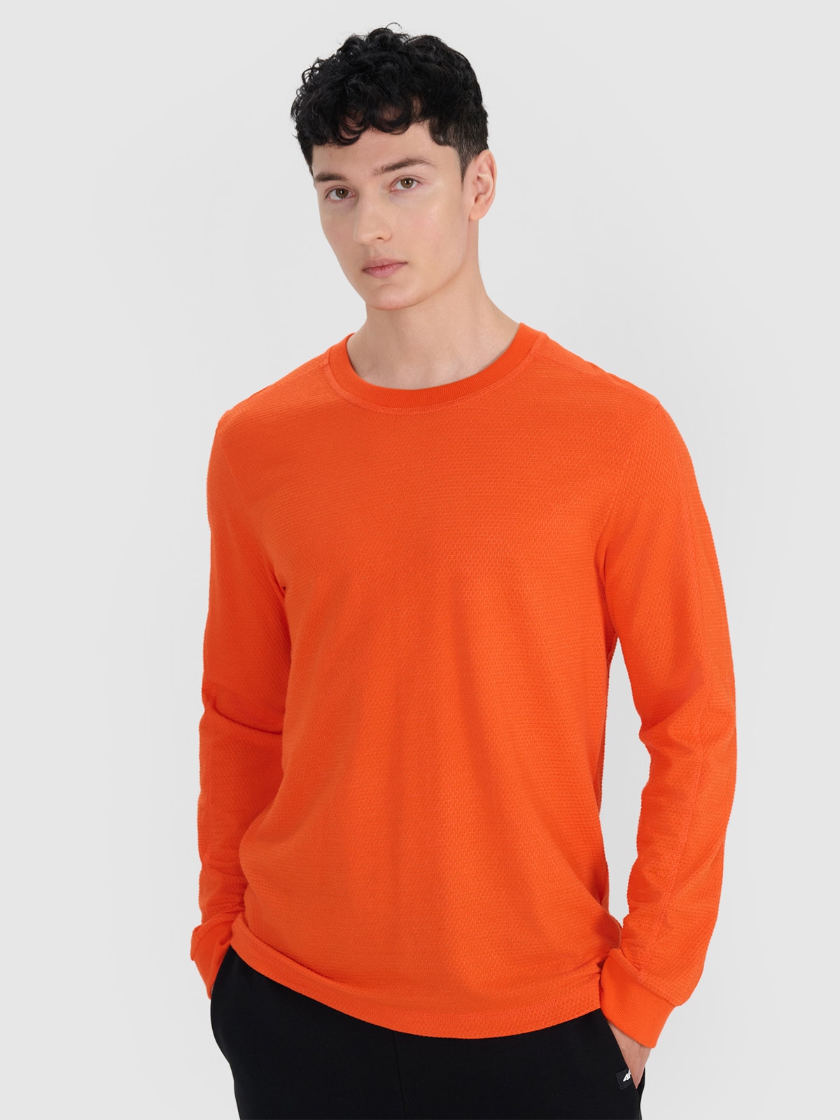Vyriški Longsleeve oversize lygus marškinėliai - oranžiniai