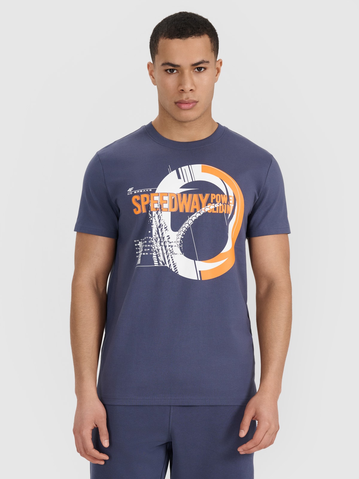 Vyriški T-shirt regular marškinėliai su spauda - pilki