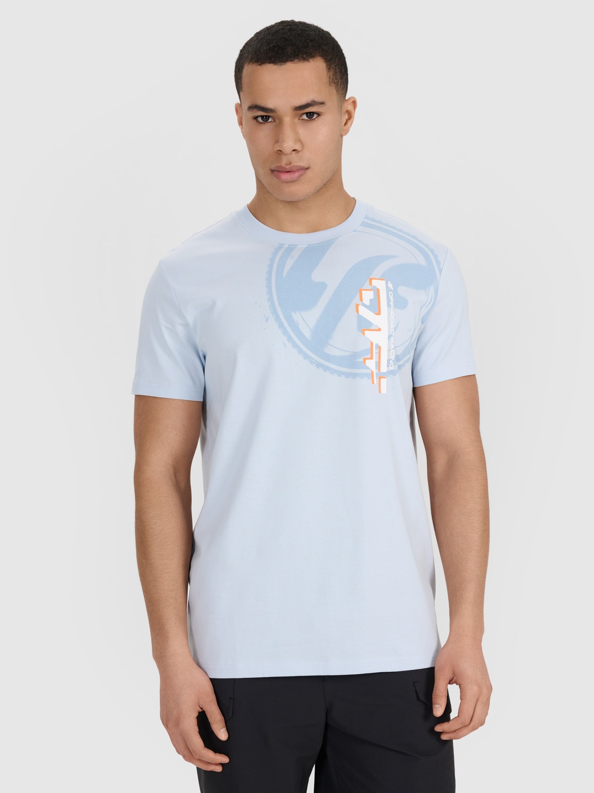 Vyriški T-shirt regular marškinėliai su spauda - mėlyni