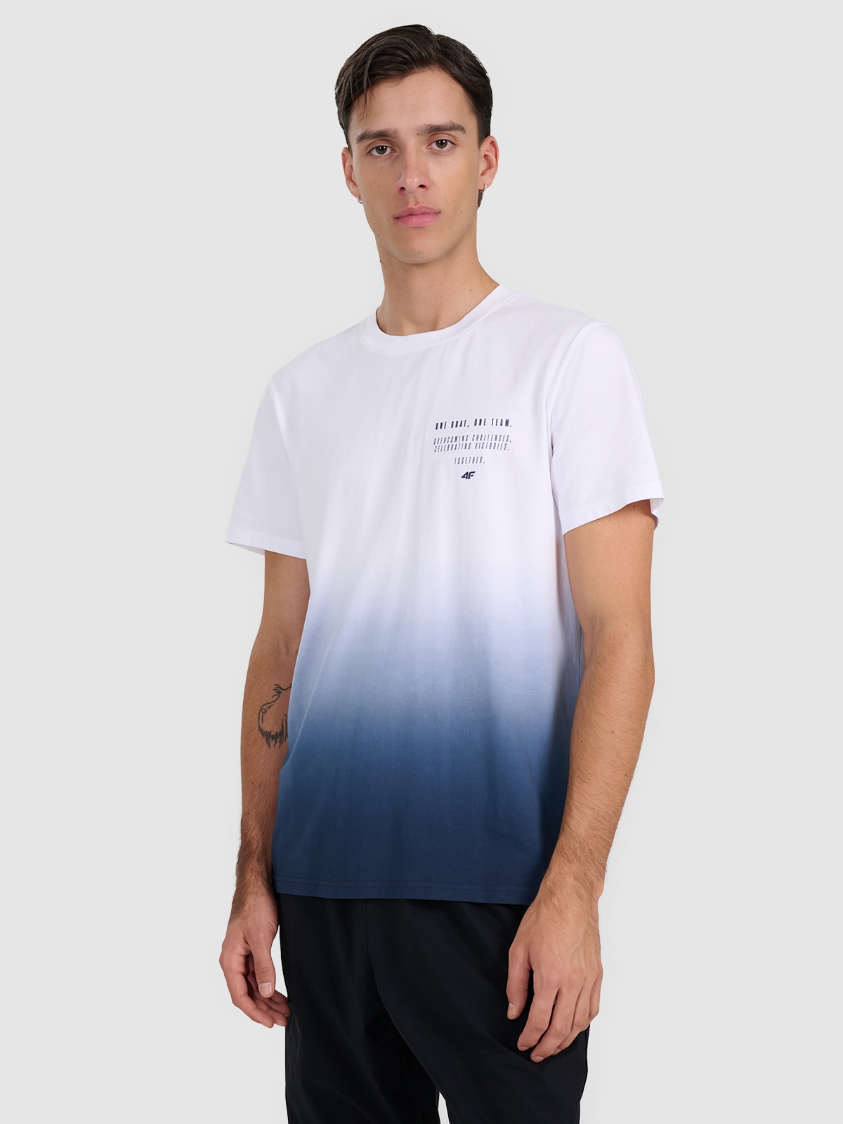 Vyriški T-shirt regular marškinėliai su spauda - tamsiai mėlynos spalvos