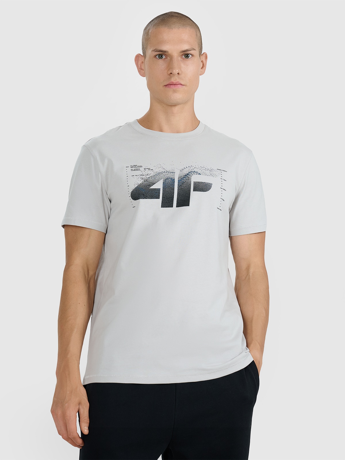 Vyriški T-shirt regular marškinėliai su spauda - pilki