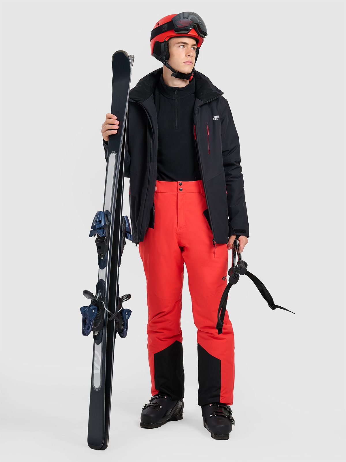 Vyriškos slidinėjimo kelnės su petnešomis 10000 membrana - raudonos