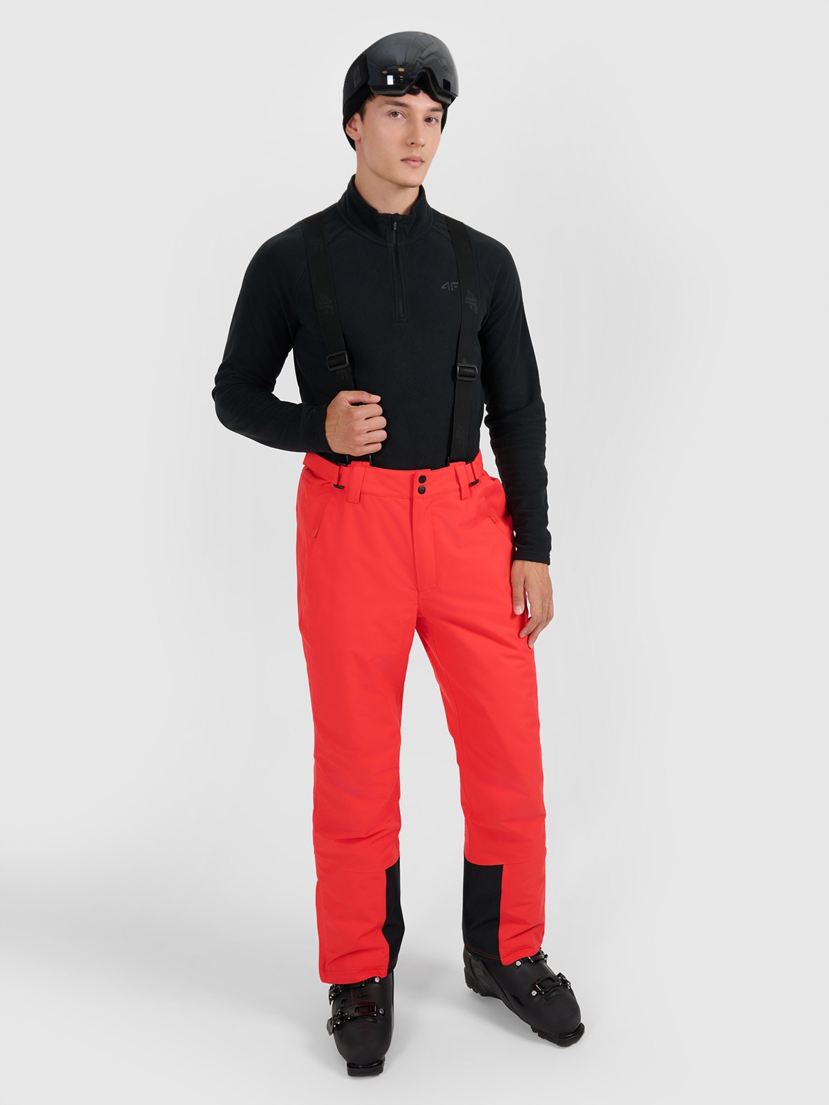 Vyriškos slidinėjimo kelnės su petnešomis 5000 membrana - raudonos