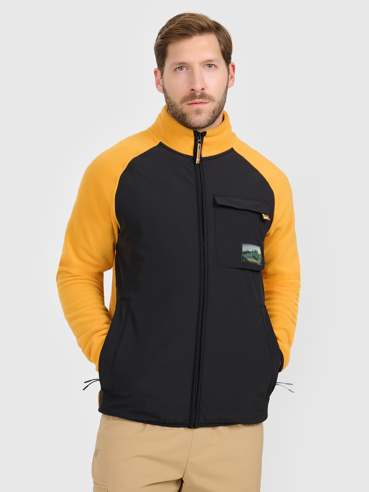 Vyriškas regular flisas su apykakle - oranžinis