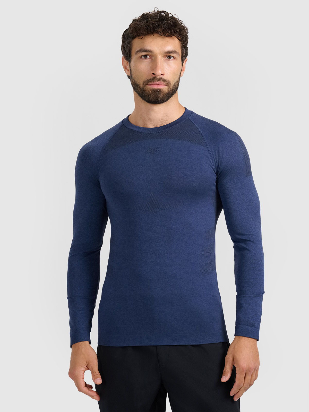 Vyriškas termoaktyvus besiūlis apatinis trikotažas (viršus) - tamsiai mėlynas
