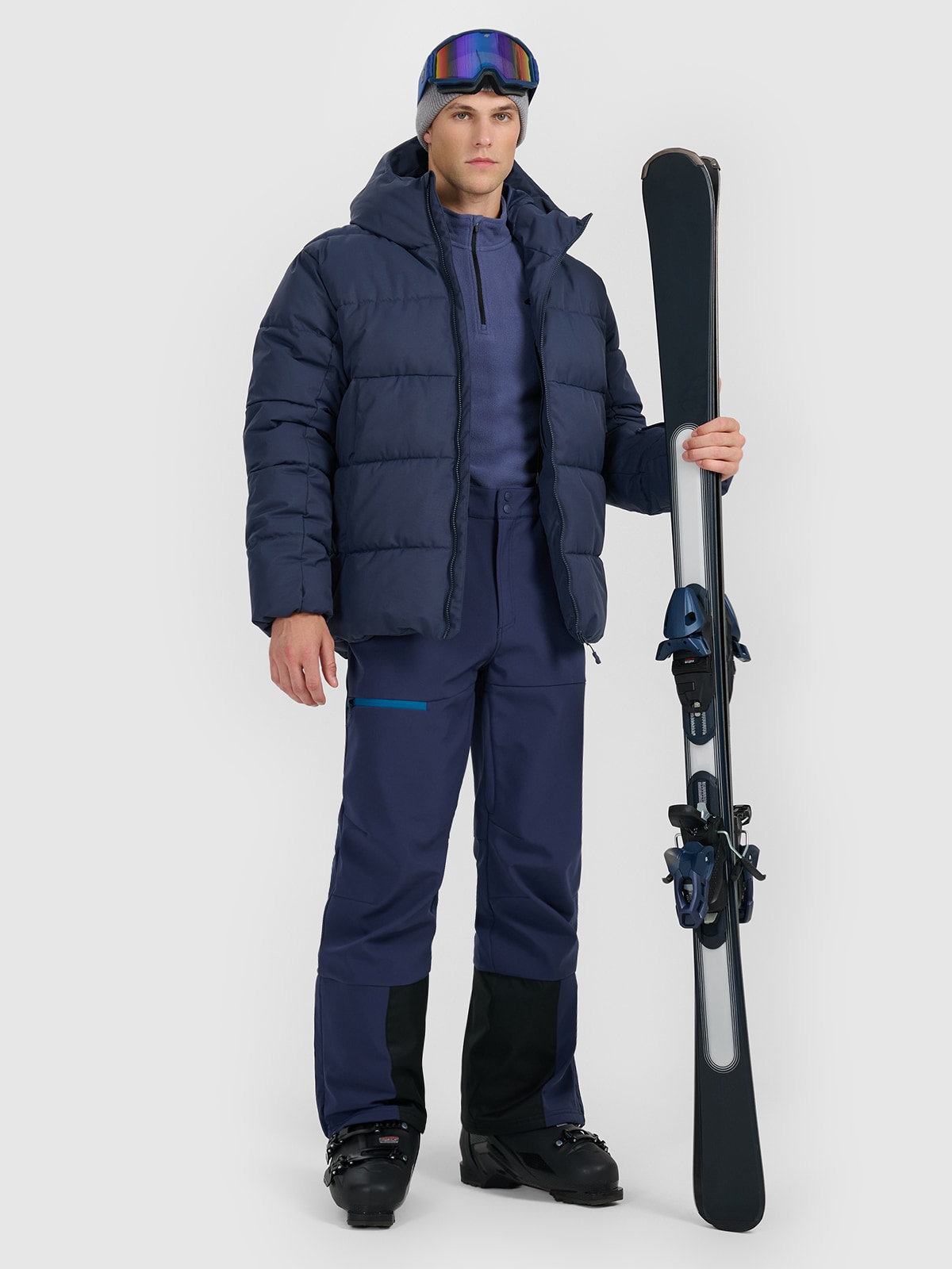 Vyriškos softshell slidinėjimo kelnės 10000 membrana - tamsiai mėlynos