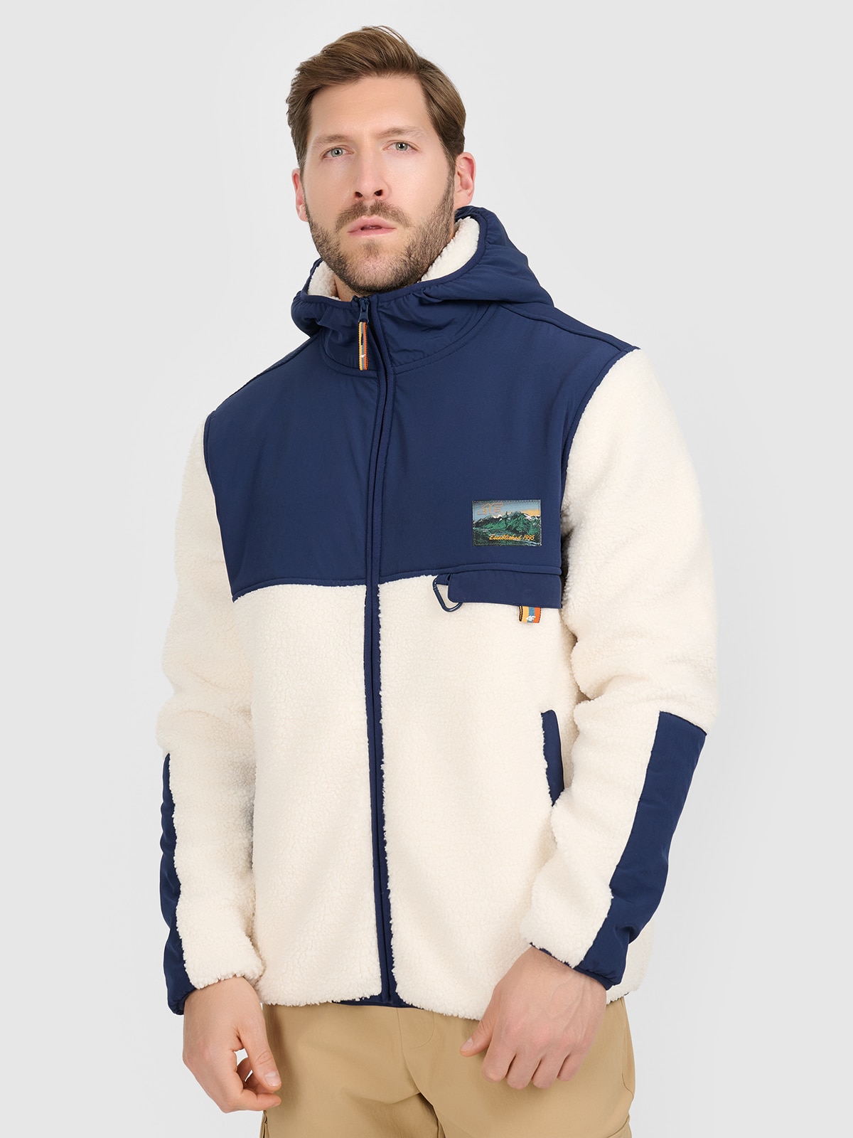 Vyriškas Sherpa regular flisas su gobtuvu - baltas