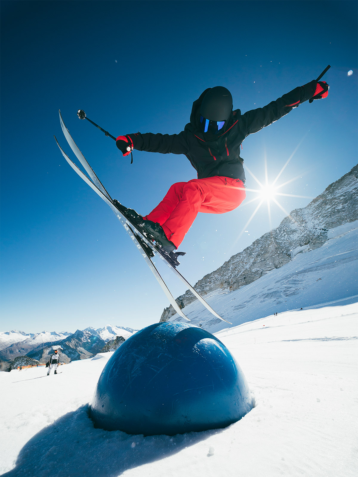 Vyriškos slidinėjimo kelnės su petnešomis 15000 membrana - raudonos