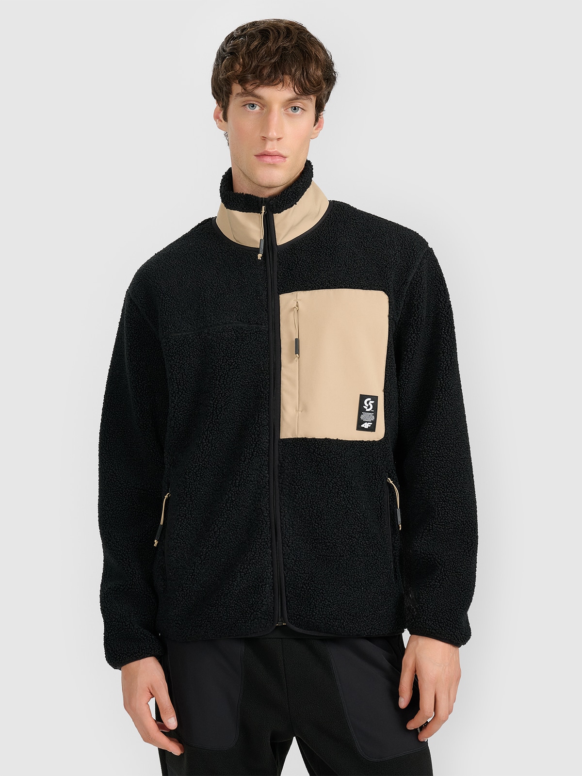 Vyriškas Sherpa regular flisas su apykakle - juodas