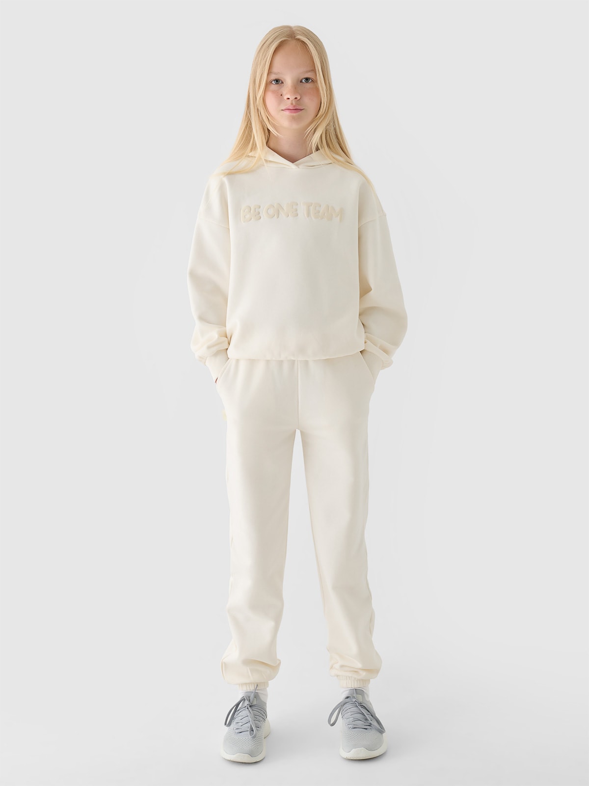 Sportinės jogger kelnės mergaitėms - krėminės spalvos
