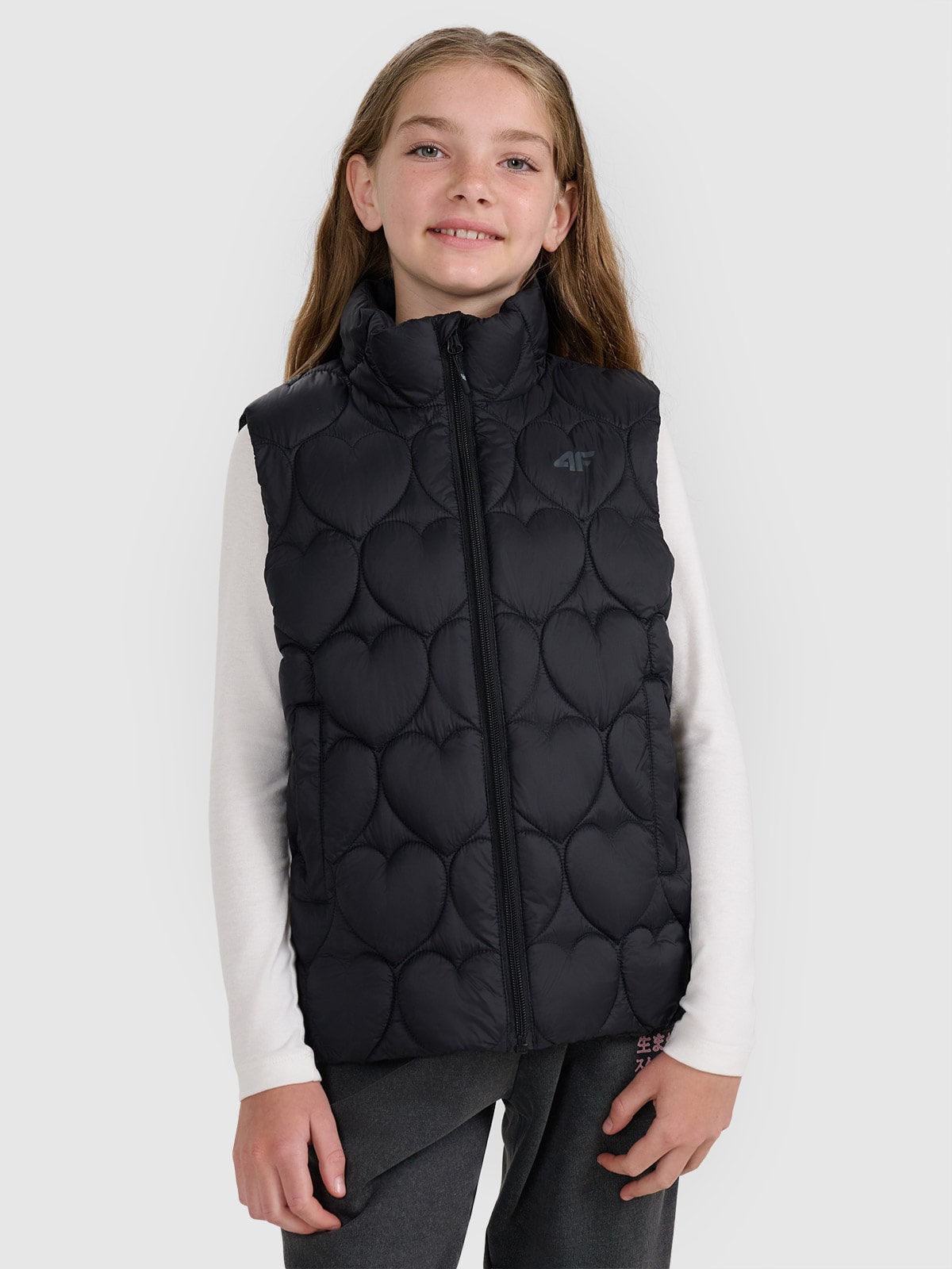 Berankovė striukė su sintetinių pūkų kamšalu mergaitėms - juoda