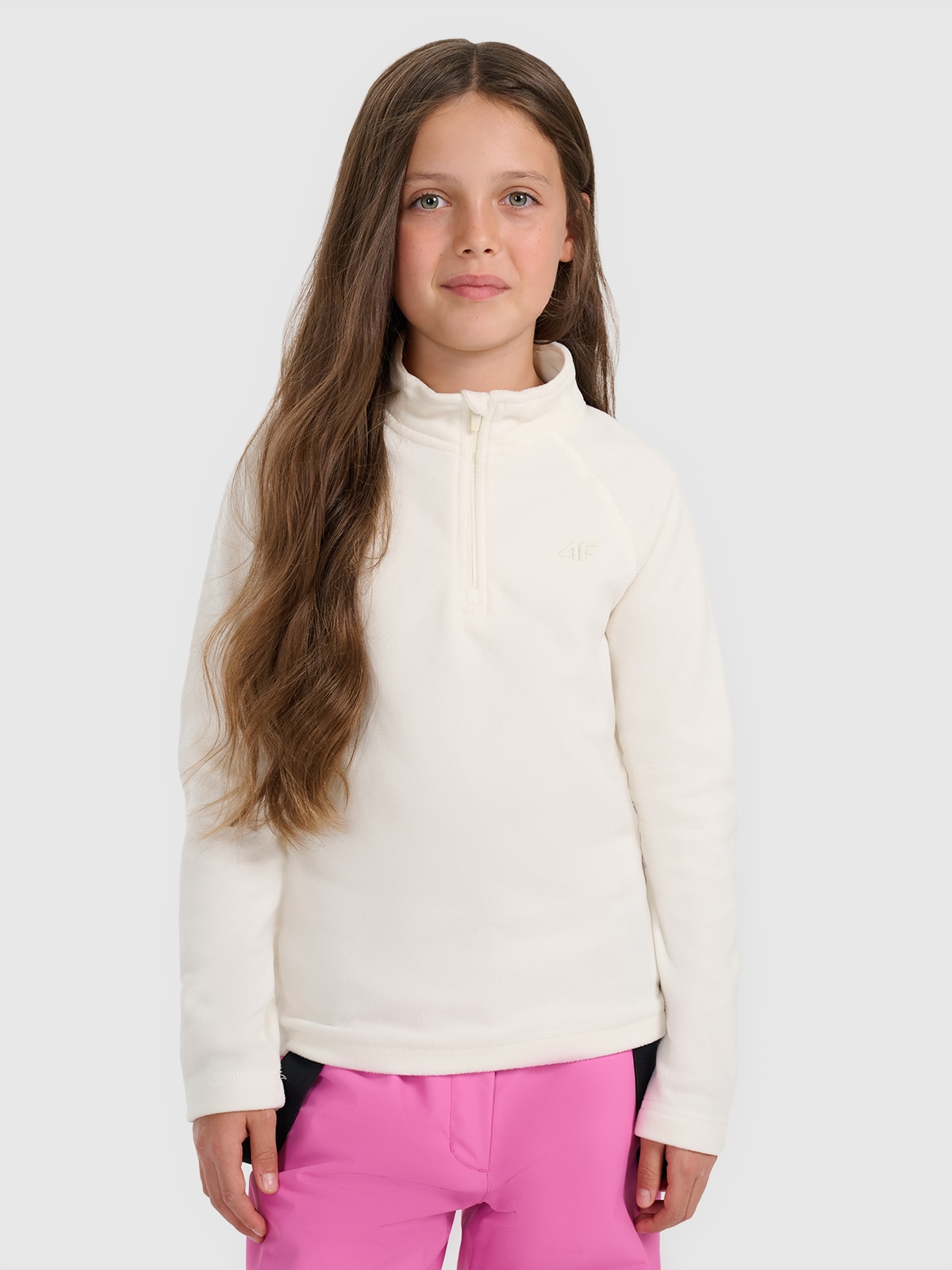 Termoaktyvus fliso apatinis trikotažas (viršus) mergaitėms - baltas