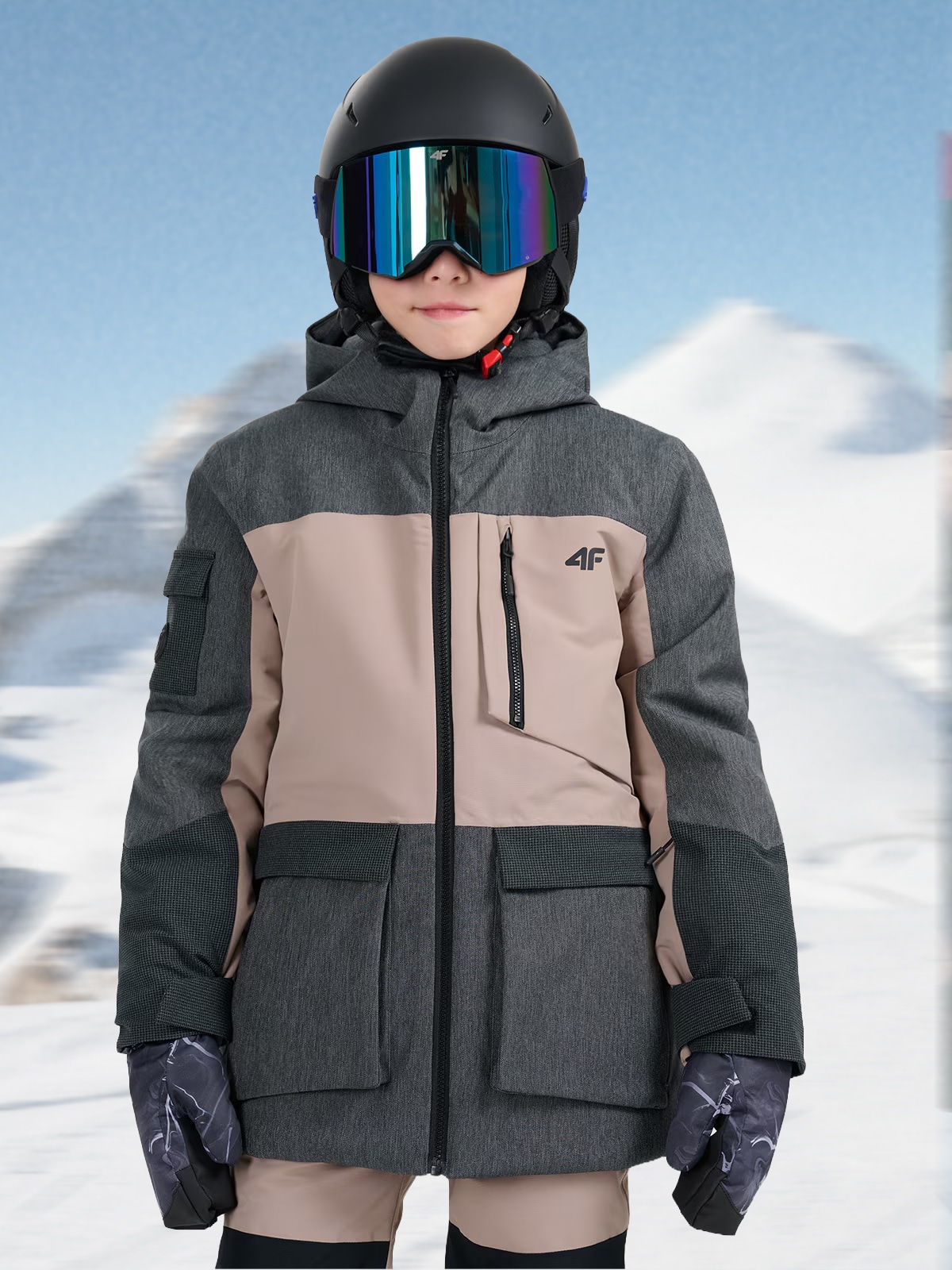 Vaikiška snieglenčių striukė 10000 membrana - ruda