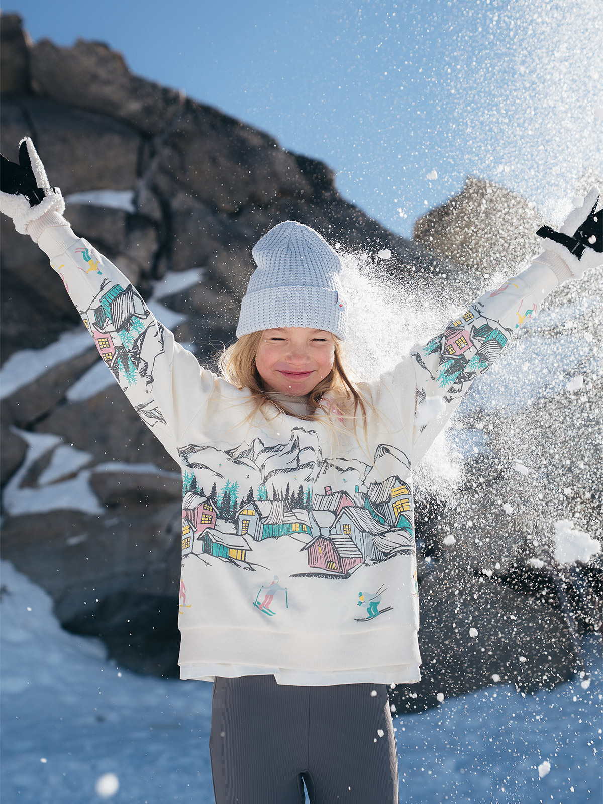 Sportinis loose neatsegamas džemperis be gobtuvo mergaitėms - baltas