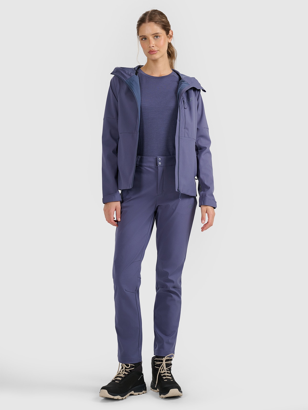 Moteriškos softshell žygio kelnės 10000 membrana - tamsiai mėlynos