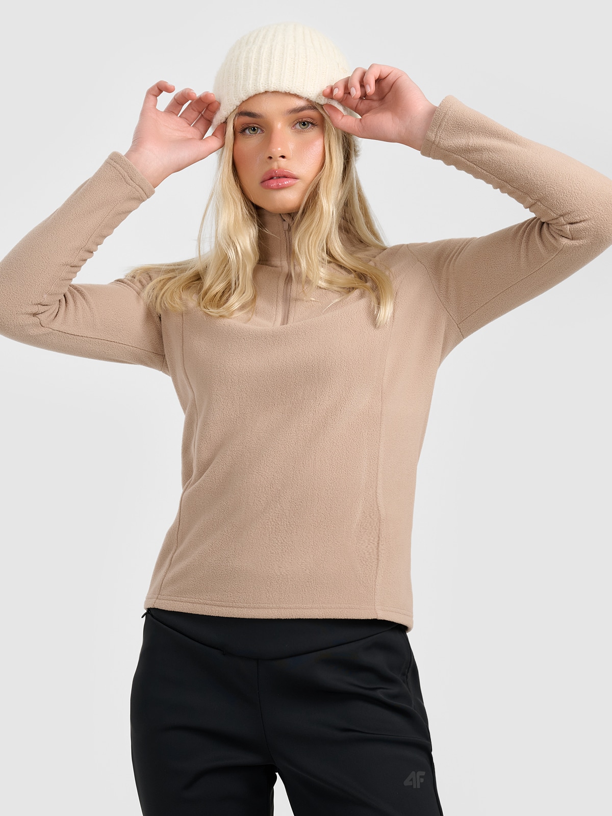 Moteriškas termoaktyvus fliso apatinis trikotažas (viršus) - rudas