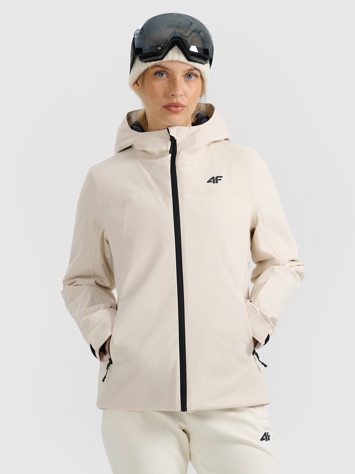 Moteriška slidinėjimo striukė 5000 membrana - smėlio spalvos